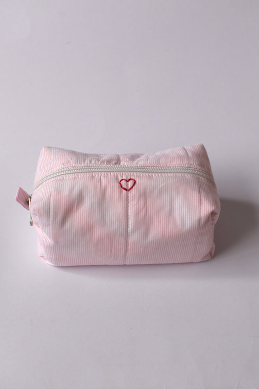 Pinstripe Pink Makeup Bag