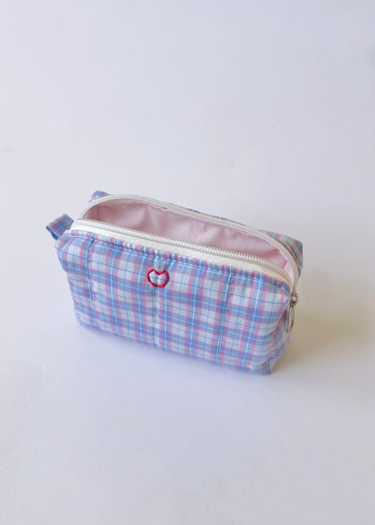 Blue Check Camera Pouch