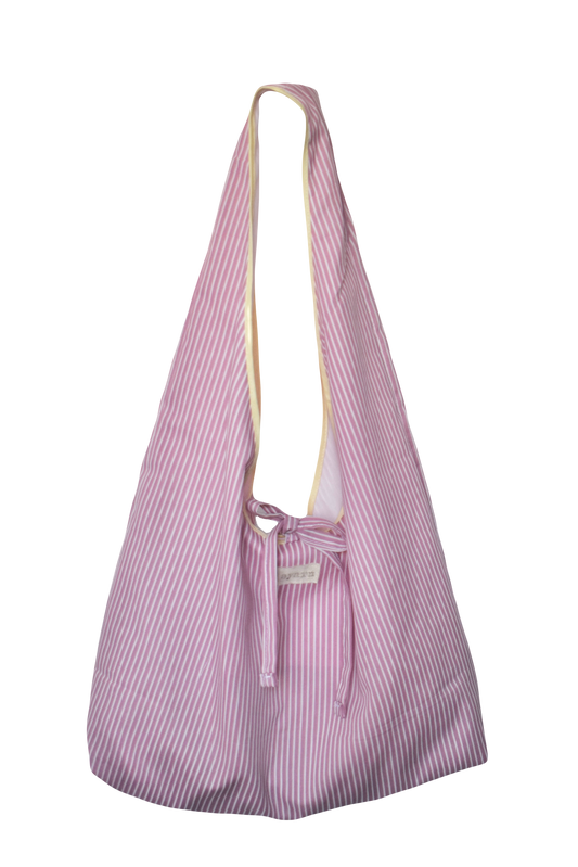 Pink Stripe Slouchy Bag with Tie