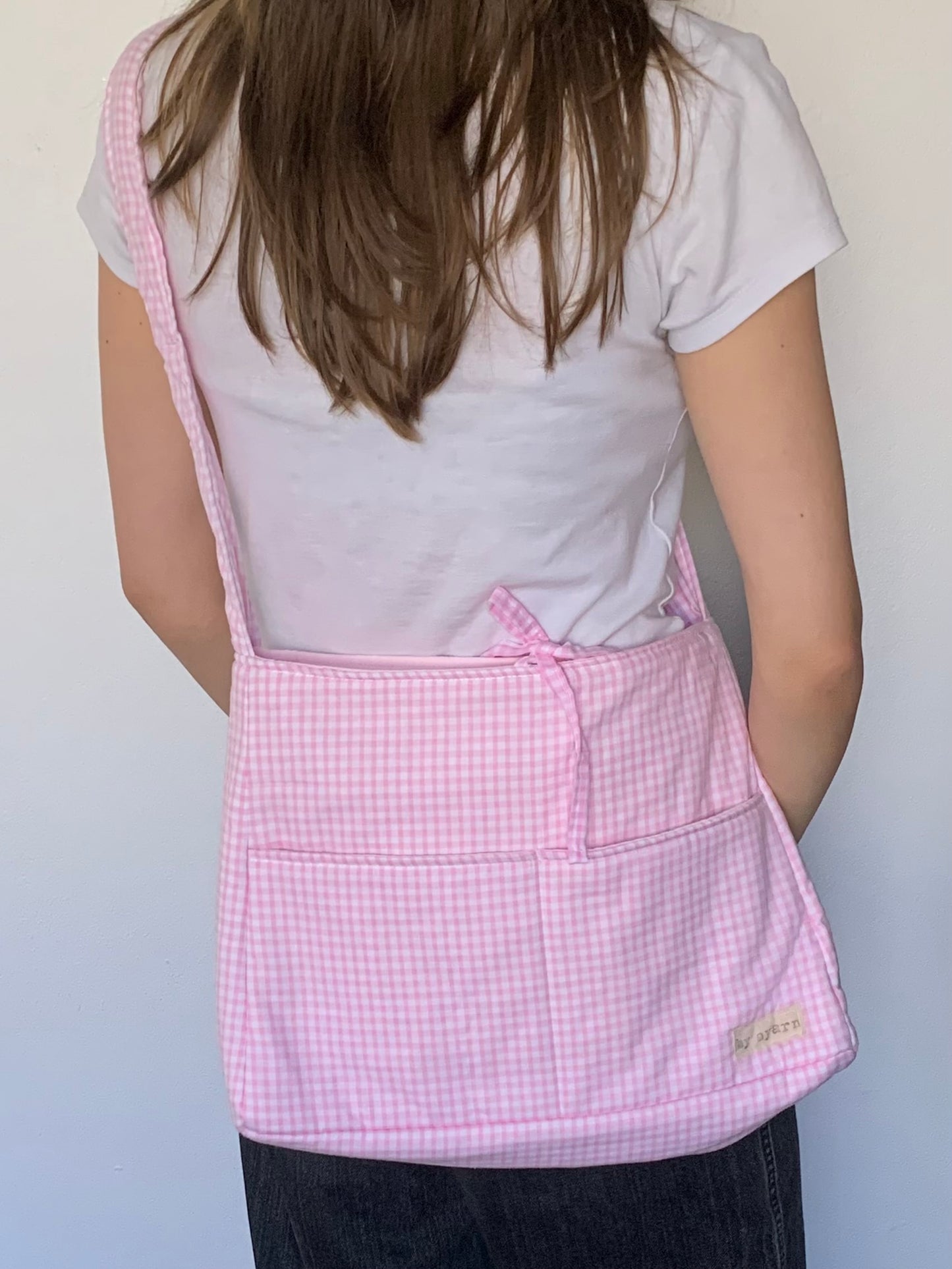 Pink Gingham Tote Bow Bag