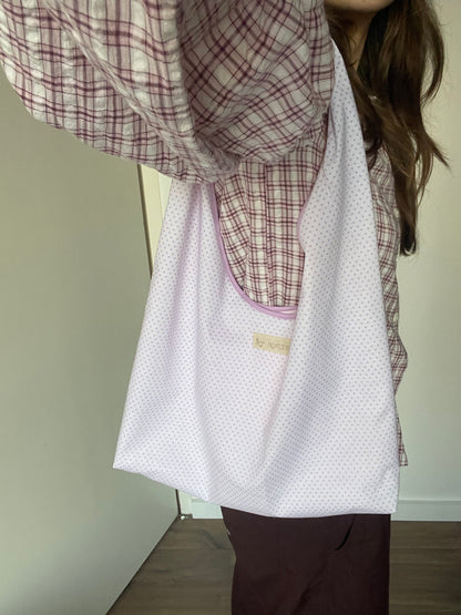 Lilac Polka Slouchy Bag