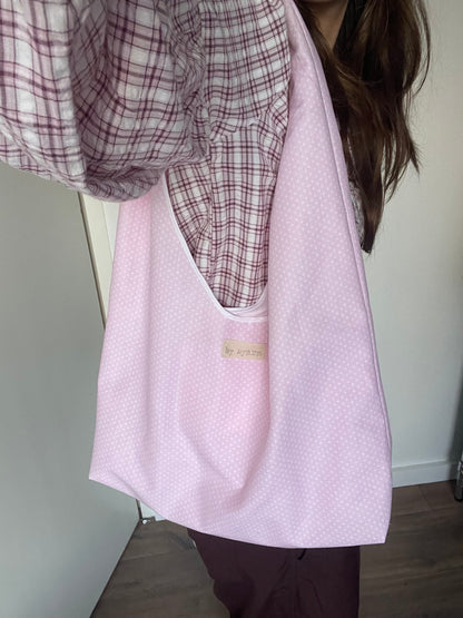 Pink Polka Slouchy Bag
