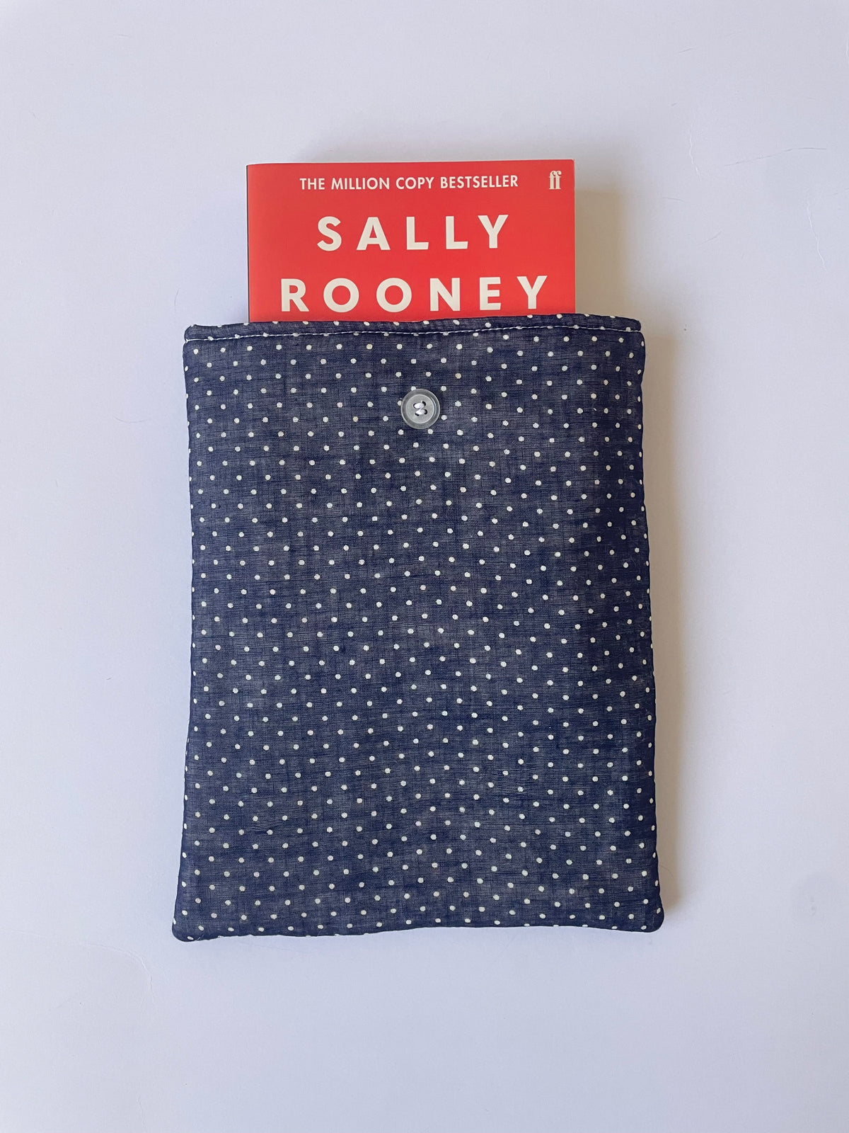 Navy Polka Dot Book Sleeve