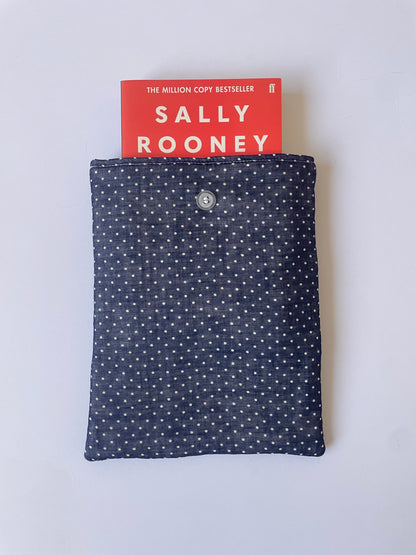 Navy Polka Dot Book Sleeve
