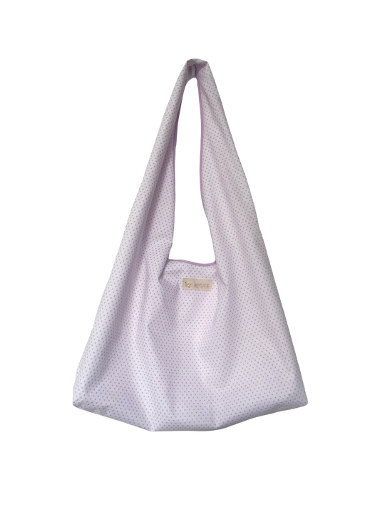 Lilac Polka Slouchy Bag